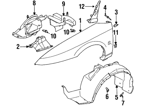 1998 Saturn SW2 Fender & Components Liner, Front Wheelhouse Diagram for 21124828