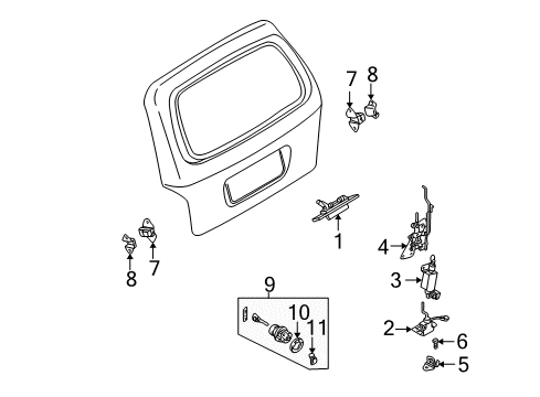 2002 Kia Sedona Lift Gate Lock Controller Diagram for 0K70C62350