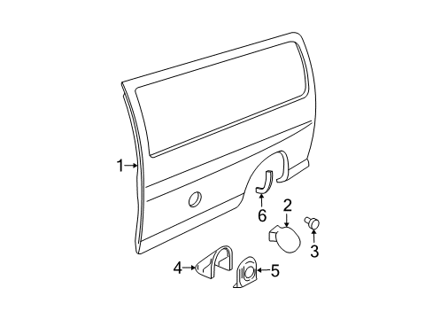 2016 GMC Savana 2500 Side Panel & Components, Exterior Trim Flare Diagram for 25728403