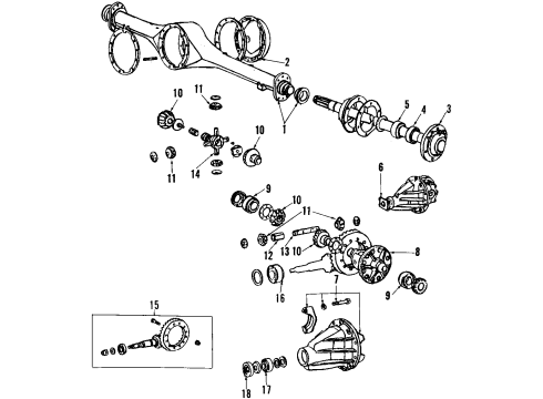 1985 Toyota Pickup Rear Axle, Differential, Propeller Shaft Universal Joints Diagram for 04371-25010