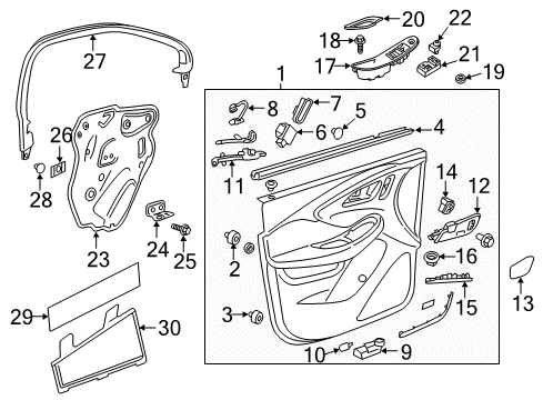 2017 Buick Envision Power Seats Belt Weatherstrip Diagram for 23276681