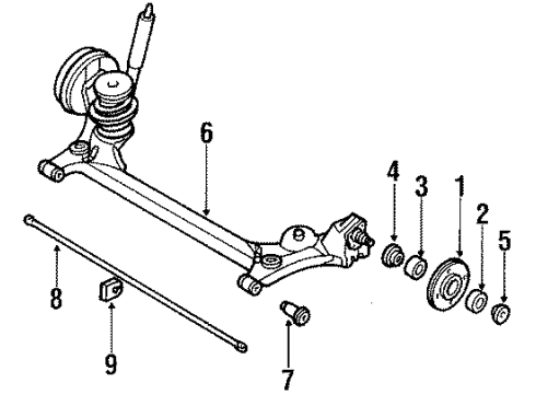 1988 Pontiac LeMans Rear Suspension Bushing, Rear Axle Support Diagram for 90189050