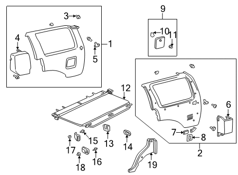 2002 Toyota 4Runner Interior Trim - Quarter Panels Tonneau Cover Holder Diagram for 64935-35040-B0