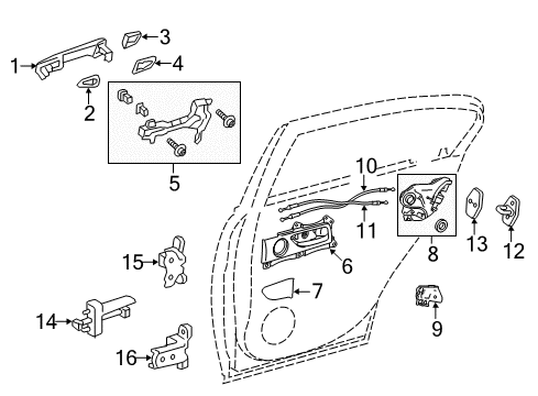 2018 Lexus IS300 Rear Door Rear Door W/Motor Lock Assembly, Right Diagram for 69050-30530