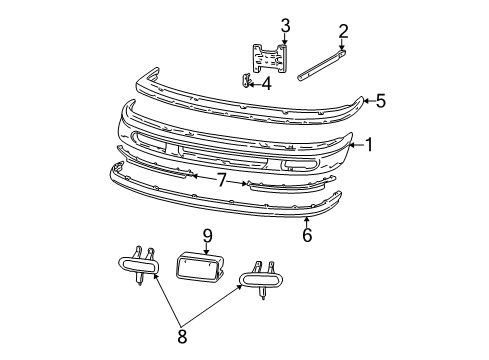 1997 Ford F-150 Front Bumper Mount Plate Diagram for F65Z-17B984-AA