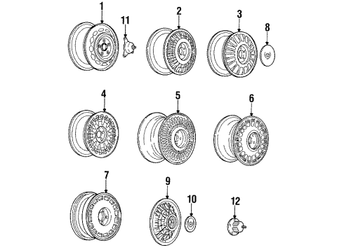 1990 Cadillac Eldorado Wheels Wheel Rim Unit - Aluminum - 16X7 Diagram for 3634786