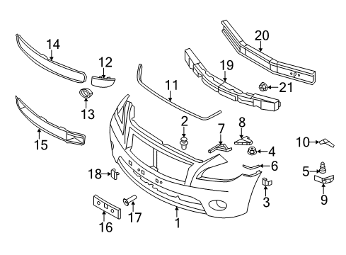 2012 Infiniti M37 Front Bumper FINISHER-Front FASCIA, RH Diagram for 62256-1MS2A