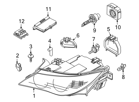 2010 BMW M6 Bulbs Headlight Front Right Diagram for 63127186816