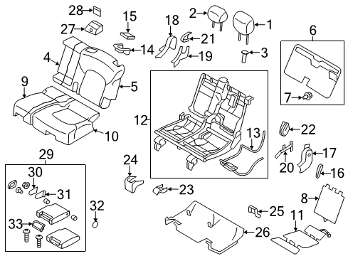 2020 Nissan Armada Second Row Seats 2Nd Seat Armrest Assembly Center Diagram for 88700-5ZW0A