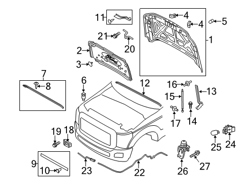 2011 Ford F-250 Super Duty Bulbs Under Hood Lamp Diagram for YW1Z-15702-BA