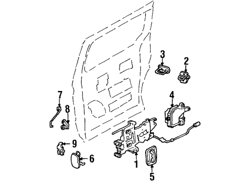 2000 Mercury Villager Sliding Door Handle Diagram for XF5Z-1226681-AAA