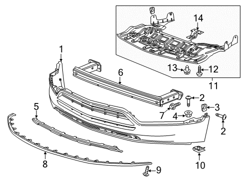 2016 Chevrolet Trax Front Bumper Splash Shield Diagram for 42371767