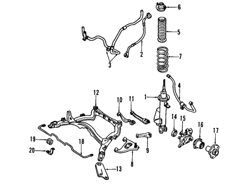 1995 Infiniti Q45 Rear Suspension Components, Lower Control Arm, Ride Control, Stabilizer Bar Rear Upper Suspension Link Complete Diagram for 55120-61U00