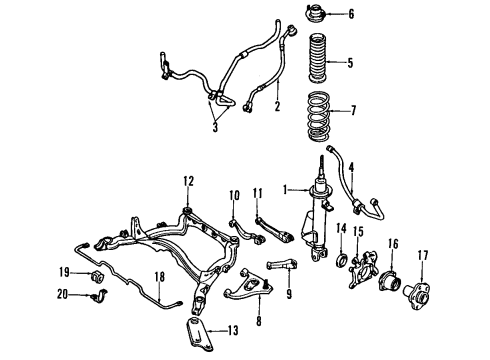 1995 Infiniti Q45 Rear Suspension Components, Lower Control Arm, Ride Control, Stabilizer Bar Sensor Assembly-Height Diagram for 53821-64U00