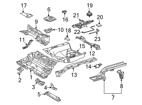 2008 Toyota Yaris Rear Body - Floor & Rails Center Floor Pan Diagram for 58211-52220