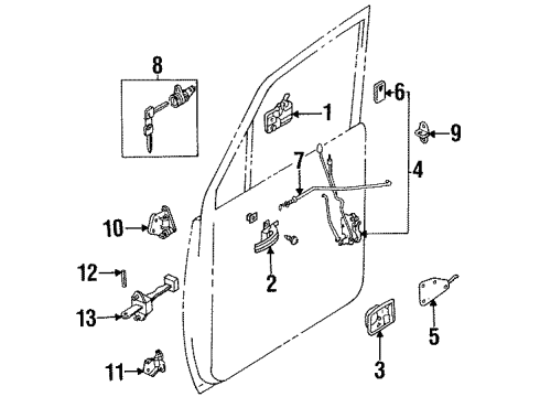 1995 Isuzu Rodeo Front Door Lock, Left Front Door Diagram for 8-97150-641-3