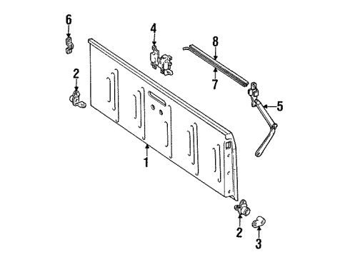 1990 Jeep Comanche Tail Gate Cylinder-Lock Assembly-LIFTDOOR-INCL.2 K Diagram for 83510179