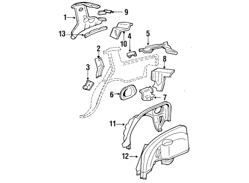 1989 Chevrolet Corsica Quarter Panel - Inner Components Extention-Quarter Outer Panel Lower Rear Diagram for 20512768