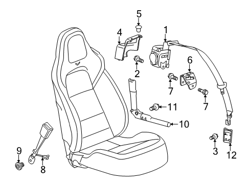 2015 Chevrolet Corvette Seat Belt Latch Diagram for 19302198