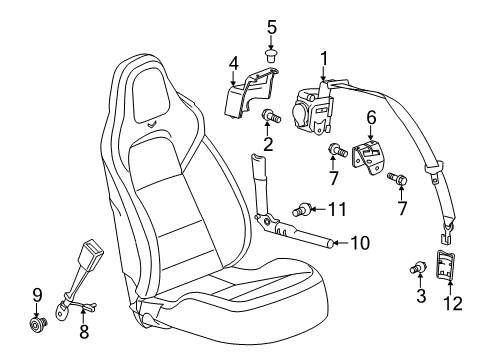 2015 Chevrolet Corvette Seat Belt Pretensioner Diagram for 19353065