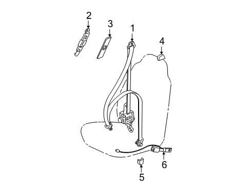 2002 Lexus IS300 Seat Belt Cover, Shoulder Belt Anchor Diagram for 73237-33010-B2