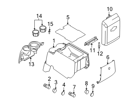 2009 Ford F-350 Super Duty Rear Console Rear Console Diagram for 8C3Z-36045A36-CA