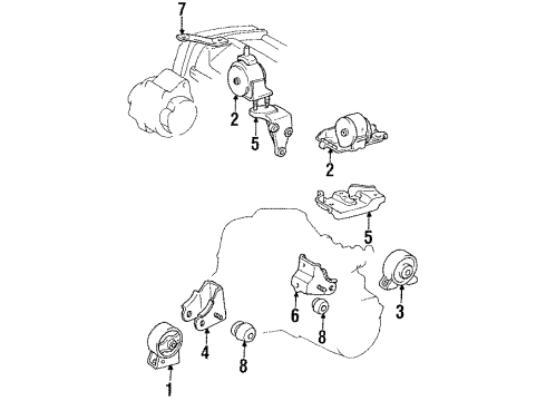 1990 Toyota Celica Engine & Trans Mounting INSULATOR, Engine Mounting, LH Diagram for 12372-74230