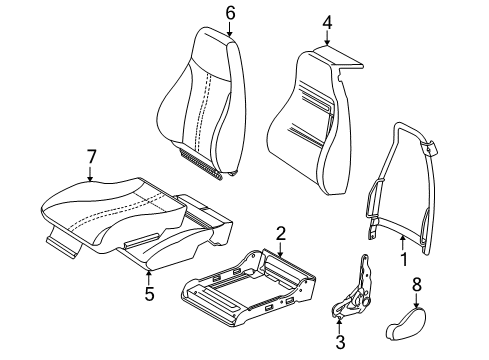 1999 Chevrolet Camaro Front Seat Components Pad Asm-P&Driver Seat Cushion Diagram for 16795501