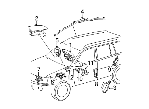 2006 Toyota Highlander Air Bag Components Diag Unit W/Sens Diagram for 89170-48090
