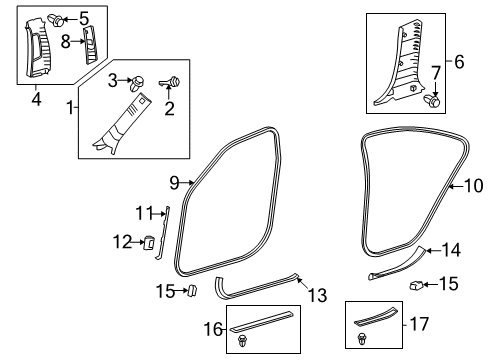 2008 Lexus ES350 Interior Trim - Pillars, Rocker & Floor GARNISH Assembly, Front Pillar Diagram for 62220-33151-B1