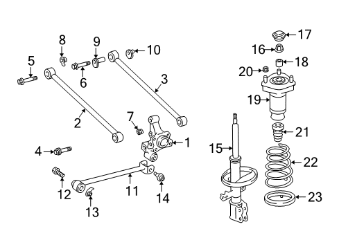 1999 Lexus RX300 Rear Suspension Components, Stabilizer Bar Absorber Assy, Shock, Rear RH Diagram for 48530-49135