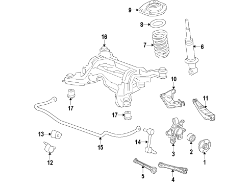2016 Chevrolet SS Rear Suspension Components, Lower Control Arm, Upper Control Arm, Stabilizer Bar Stabilizer Bar Bracket Diagram for 22831249
