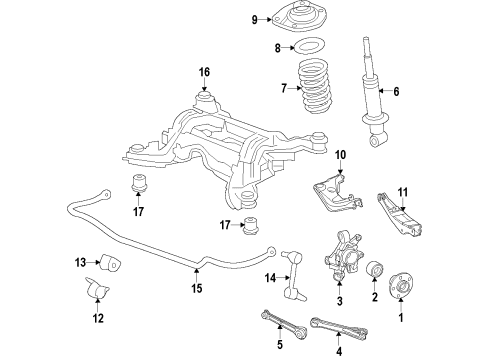 2017 Chevrolet SS Rear Suspension Components, Lower Control Arm, Upper Control Arm, Stabilizer Bar Stabilizer Bar Bracket Diagram for 22786267