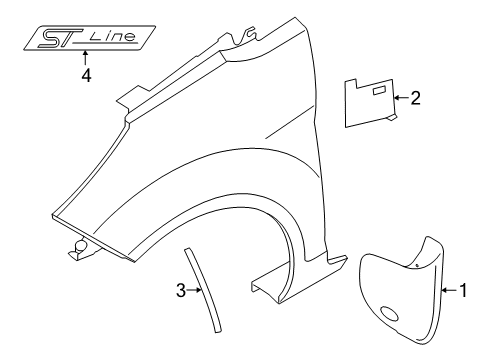 2015 Ford Fiesta Exterior Trim - Fender Molding Extension Diagram for C1BZ-9910176-A