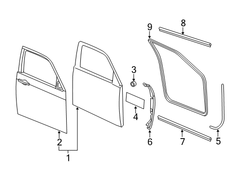 2016 Chrysler 300 Front Door WEATHERSTRIP-Fender To Door Diagram for 68039979AB