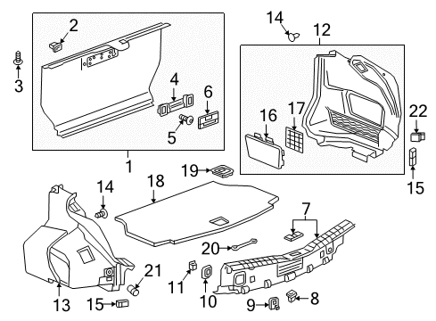 2017 Cadillac CT6 Interior Trim - Rear Body Tie Down Hook Cap Diagram for 13269368