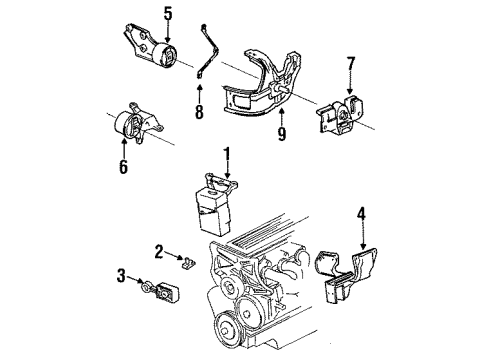 1993 Chevrolet Beretta Engine Mounting Bracket-Engine Mount Strut Diagram for 22576878