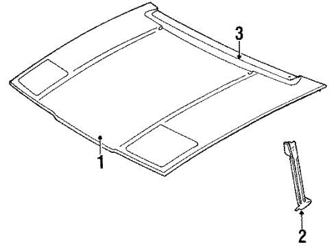 1984 Pontiac Fiero Hood & Components Hdl Asm-Front Compartment *Black Diagram for 20318496