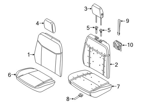 2021 Ford Ranger Rear Seat Components Seat Back Pad Diagram for KB3Z-2166800-A