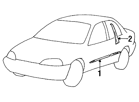 2000 Chevrolet Metro Exterior Trim - Front Door Molding, Front Side Door Lower *Gray Diagram for 30015319