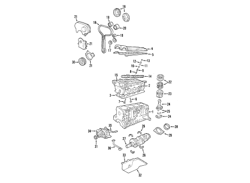 2000 Ford Focus Engine Parts, Mounts, Cylinder Head & Valves, Camshaft & Timing, Oil Pan, Oil Pump, Crankshaft & Bearings, Pistons, Rings & Bearings Rear Seal Diagram for E7FZ-6701-A
