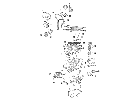 2000 Ford Focus Engine Parts, Mounts, Cylinder Head & Valves, Camshaft & Timing, Oil Pan, Oil Pump, Crankshaft & Bearings, Pistons, Rings & Bearings Rear Insulator Diagram for 5S4Z-6068-BA