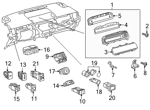 2013 Toyota Prius V Switches Cluster Lens Diagram for 83852-47580