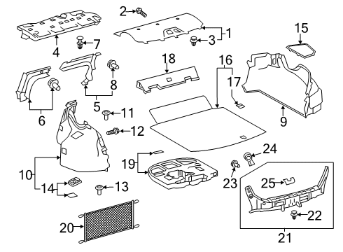 2022 Toyota Avalon Interior Trim - Rear Body Partition Panel Diagram for 64271-06090-C0