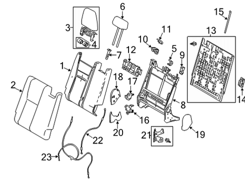 2021 Toyota Highlander Third Row Seats Pivot Cover Diagram for 71843-0E110-B0