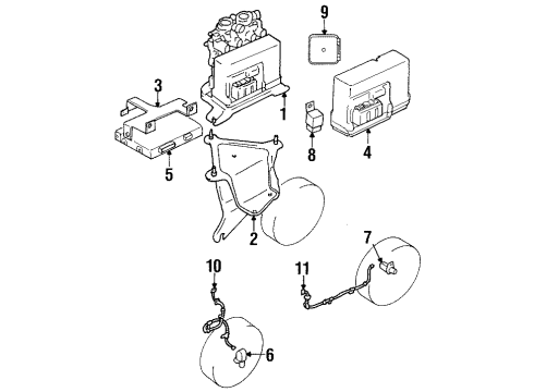 1998 Chevrolet Metro ABS Components Electronic Brake Control Module (On Esn) Diagram for 30019148