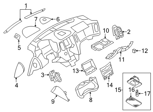 2017 Infiniti QX50 Cluster & Switches, Instrument Panel Lamp Assembly-Foot Well Diagram for 26400-4P100