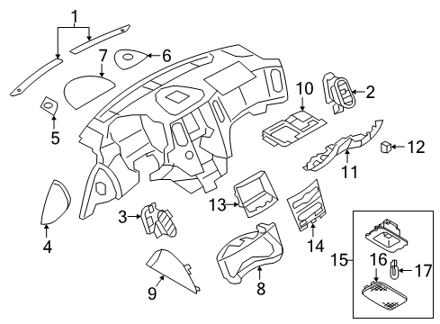 2017 Infiniti QX50 Cluster & Switches, Instrument Panel Lens-Foot Well Lamp Diagram for 26401-4P000