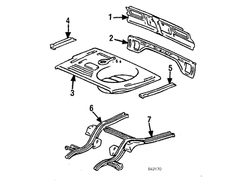 1986 Toyota Corolla Rear Body Floor Pan Diagram for 58301-12211