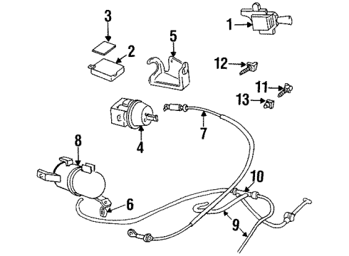 1994 Oldsmobile Achieva Cruise Control System Switch Retainer Diagram for 22584375